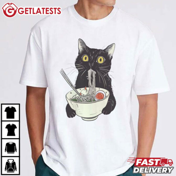 Anime Kawaii Ramen Cat Cute Japanese T Shirt (3)