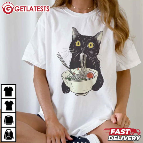 Anime Kawaii Ramen Cat Cute Japanese T Shirt (4)