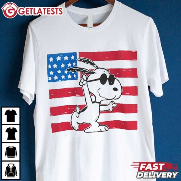 Peanuts Snoopy American Flag Vintage T Shirt (4)