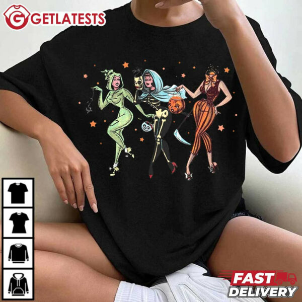 Halloween Spooky Girl Goblin Skeleton Pumkin T Shirt (2)