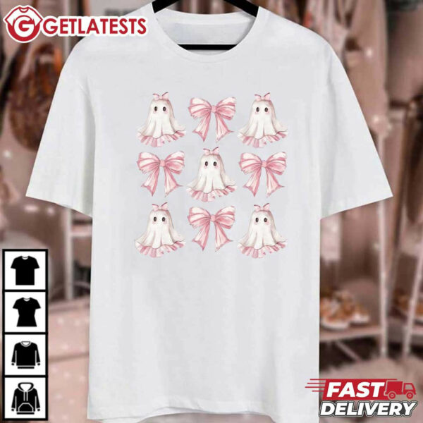 Halloween Cute Ghost Coquette Bow T Shirt (2)