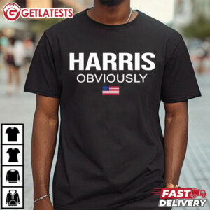 Harris Obviously For President 2024 Kamala American Flag T Shirt (2)