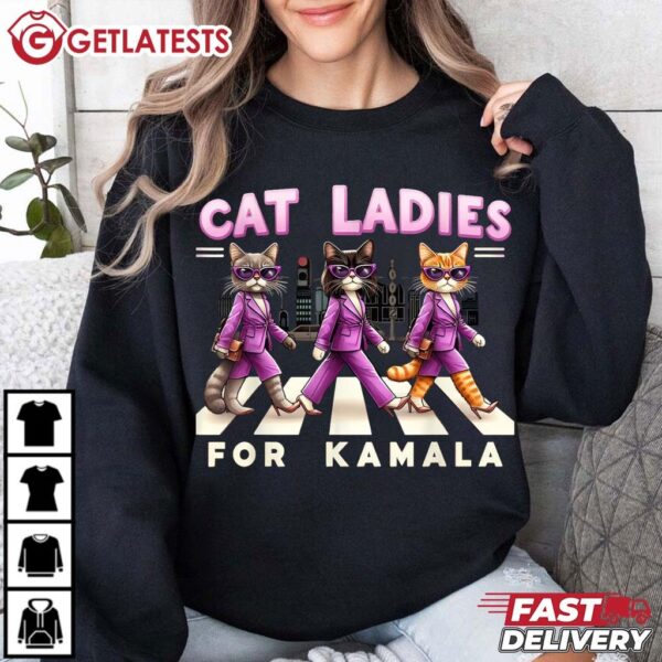 Cat Ladies For Kamala Harris 2024 T Shirt (3)