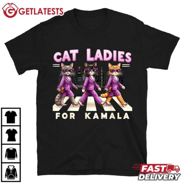 Cat Ladies For Kamala Harris 2024 T Shirt (2)