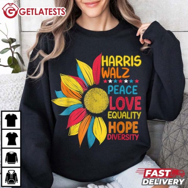 Harris Walz Peace Love Equality Hope Diversity LGBT T Shirt (3)