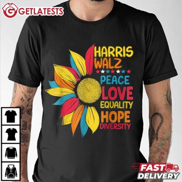 Harris Walz Peace Love Equality Hope Diversity LGBT T Shirt (2)