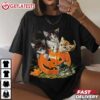 Cat Pumpkin Halloween Floral Spooky T Shirt (4)