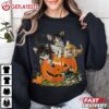 Cat Pumpkin Halloween Floral Spooky T Shirt (3)