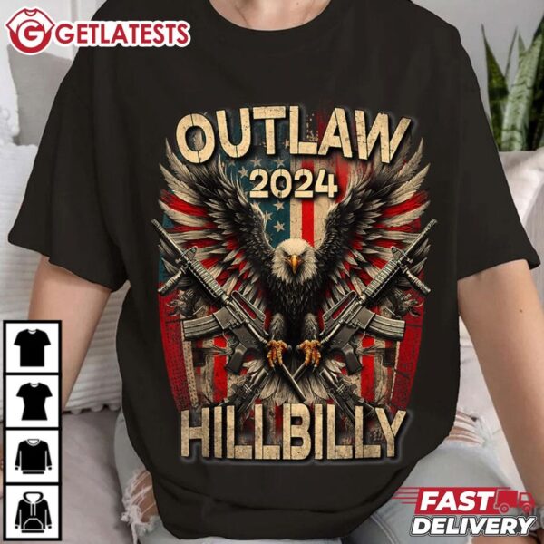 Out Law 2024 Hillbilly Eagle Gun American Flag T Shirt (1)