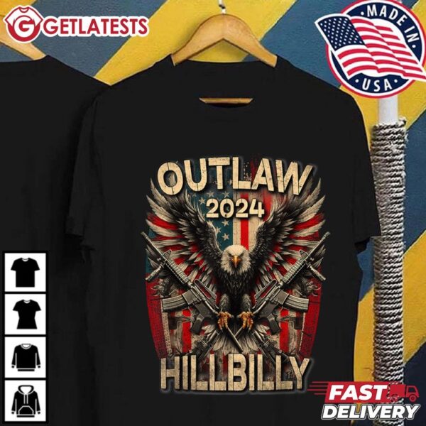 Out Law 2024 Hillbilly Eagle Gun American Flag T Shirt (2)