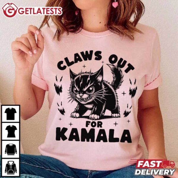 Claws Out Childless Cat Ladies For Kamala Harris T Shirt (4)