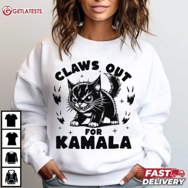 Claws Out Childless Cat Ladies For Kamala Harris T Shirt (1)