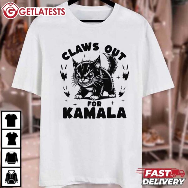 Claws Out Childless Cat Ladies For Kamala Harris T Shirt (2)