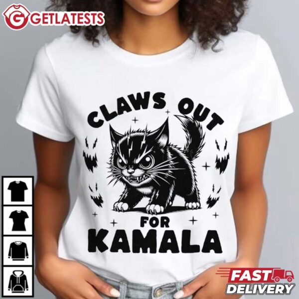 Claws Out Childless Cat Ladies For Kamala Harris T Shirt (3)