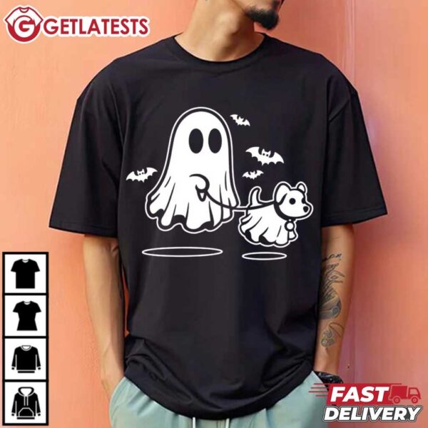 Ghost Walking Dog Halloween T Shirt (4)