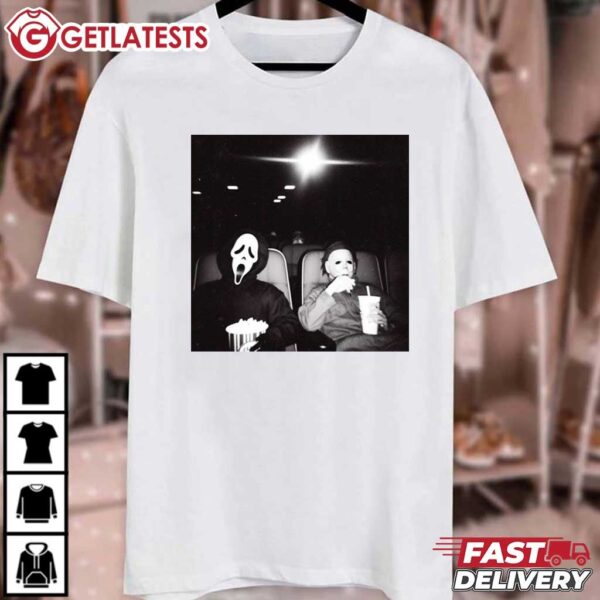 Michael Myers And Scream Ghostface Horror Cinema Halloween T Shirt (2)