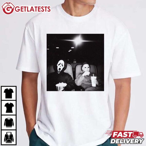 Michael Myers And Scream Ghostface Horror Cinema Halloween T Shirt (3)