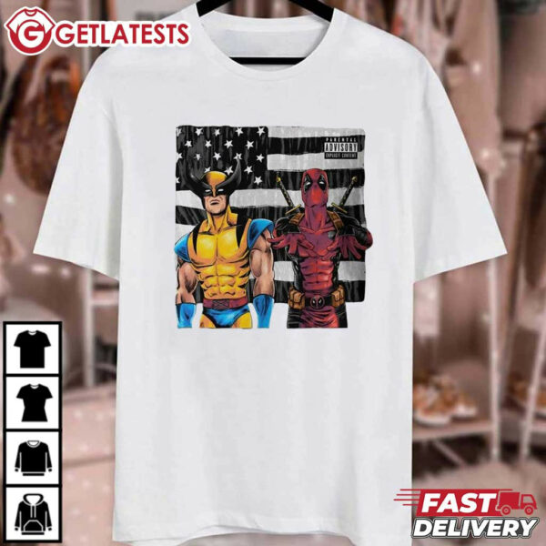 Deadpool And Wolverine Hip Hop Stars American Flag T Shirt (2)