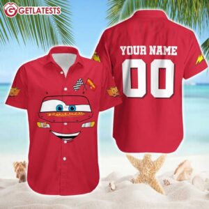 Cars Lightning Mcqueen Custom Name And Number Hawaiian Shirt