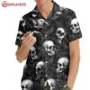 Skull Black And White Floral Hawaiian Shirt (3)