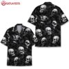 Skull Black And White Floral Hawaiian Shirt (1)