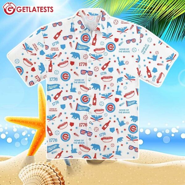 Chicago Cubs Chicago Bears Home Of Brave 1776 Hawaiian Shirt (2)