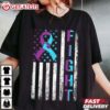 Fight Suicide Awareness American Flag Purple Teal Ribbon T Shirt (1)