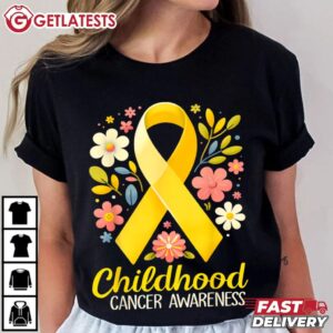 Childhood Cancer Awareness Gold Ribbon T Shirt (1)