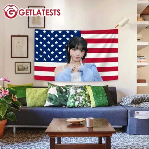 Kim Chae won American Flag Kpop T Shirt (3)