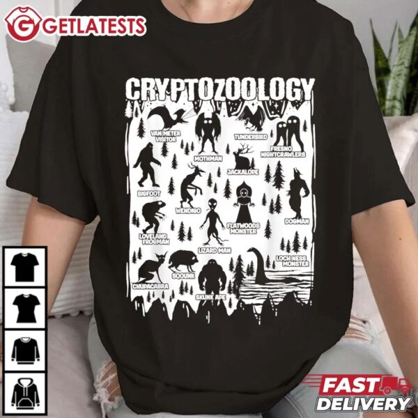 Cryptozoology Cryptids Bigfoot Mothman Dogman Other Monsters T Shirt (1)