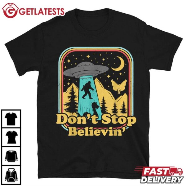 Don't Stop Believin Bigfoot Mothman Loch Ness Cryptozoology T Shirt (2)