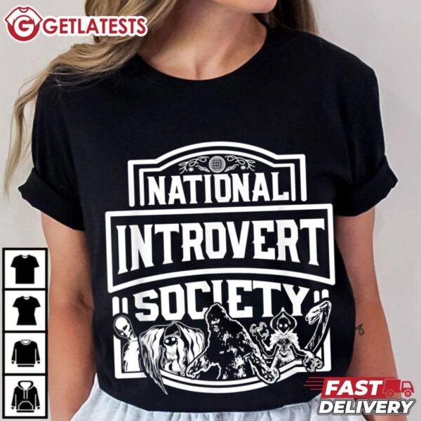 National Introvert Society Bigfoot Mothman Loch Ness T Shirt (1)