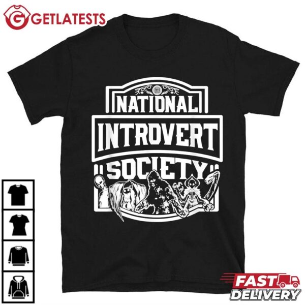 National Introvert Society Bigfoot Mothman Loch Ness T Shirt (2)