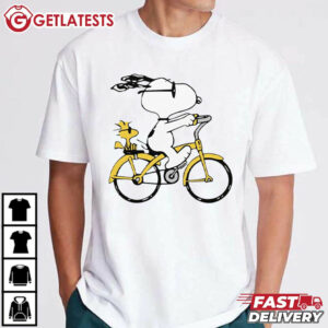 Peanuts Snoopy And Woodstock Riding Bike T Shirt (1)