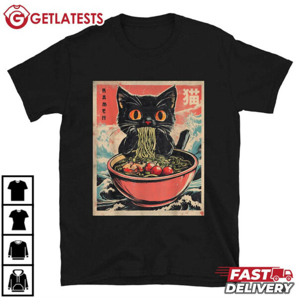 Kawaii Cat Ramen Japanese Anime T Shirt