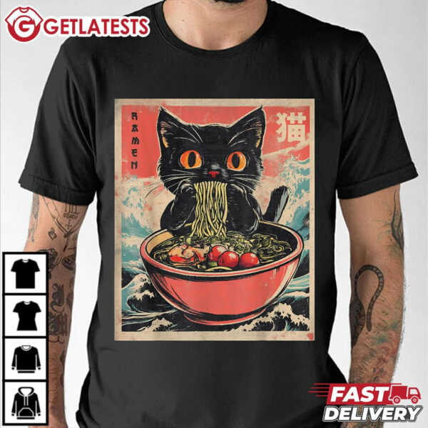 Kawaii Cat Ramen Japanese Anime T Shirt