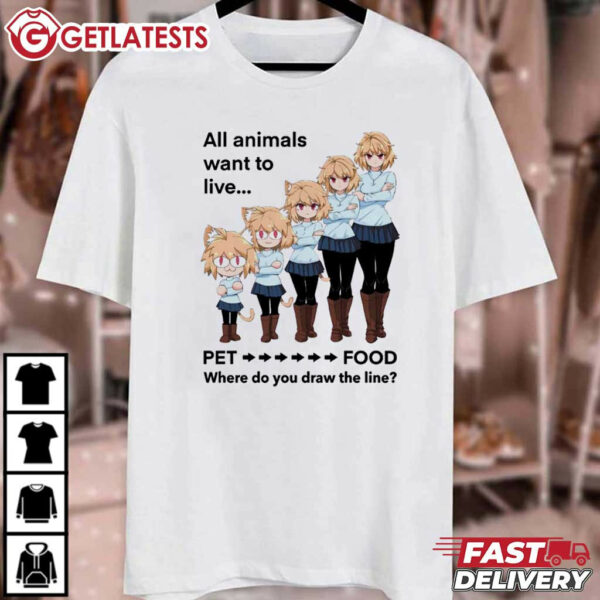 All Animals Want To Live Neco Arc Type Moon Anime T Shirt (2)