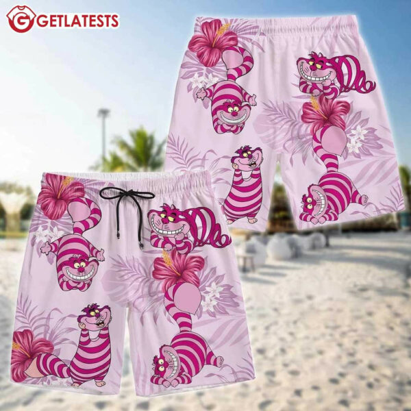 Cheshire Cat Pink Summer Hawaiian Shirt And Shorts (1)