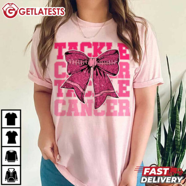 Football Tackle Breast Cancer In October We Wear Pink Ribbon T Shirt (1)