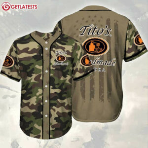 Camouflage Green Brown Tito's Vodka Baseball Jersey