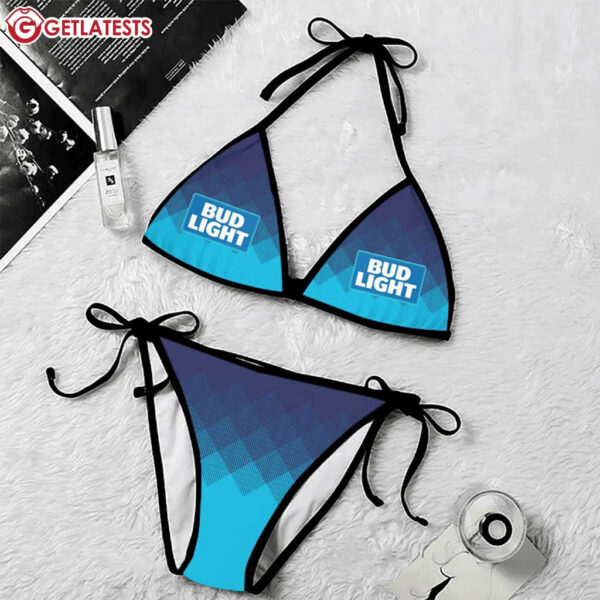 Bud Light Blue Halftone Summer Swimsuit Beach Bikini Set