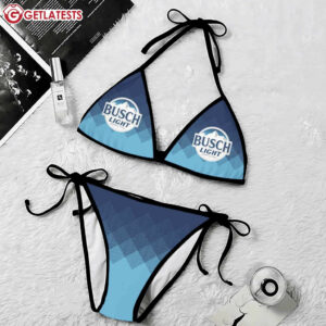 Busch Light Blue Halftone Swimsuit Beach Bikini Set