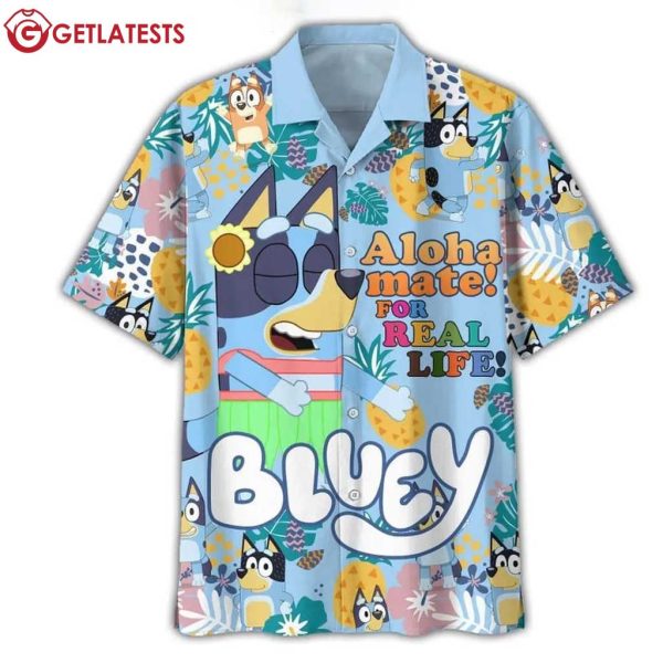 Bluey Aloha mate Real Life Cartoon Summer Hawaiian Shirt (3)