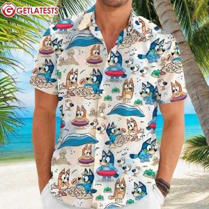 Bluey and Bingo Seagulls Waves Summer Hawaiian Shirt