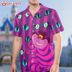 Cheshire Cat Eyes Pink Cartoon Summer Hawaiian Shirt And Shorts (1)