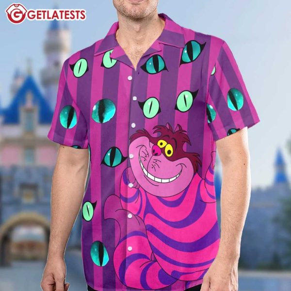 Cheshire Cat Eyes Pink Cartoon Summer Hawaiian Shirt And Shorts (1)