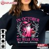 In October We Wear Pink Ghost Witch Breast Cancer Awareness T Shirt (2)