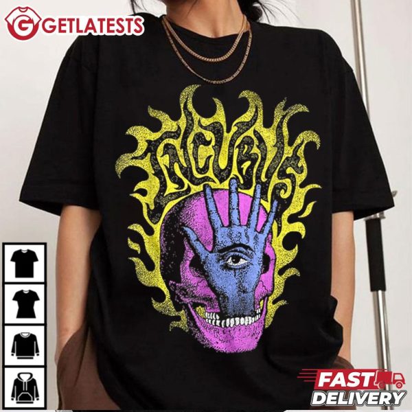 Incubus Flaming Skull Hand Men's Eye T Shirt (1)