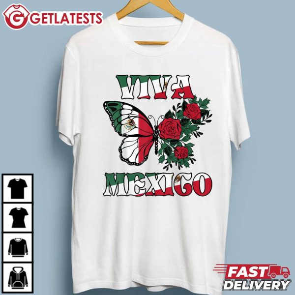 Mexican Independence Day Butterfly Viva Mexico T Shirt (2)