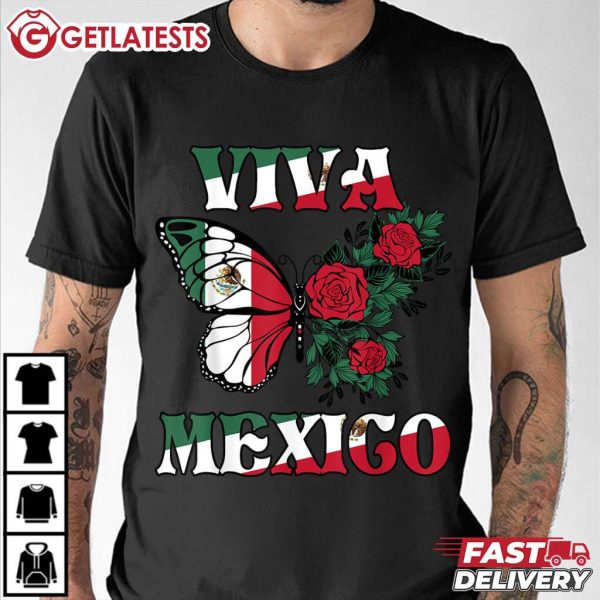 Mexican Independence Day Butterfly Viva Mexico T Shirt (3)